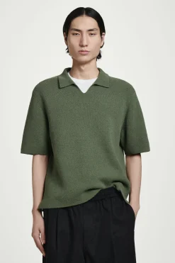 New COS KOSZULKA POLO Z DZIANINY BOUCLÉ Zielony