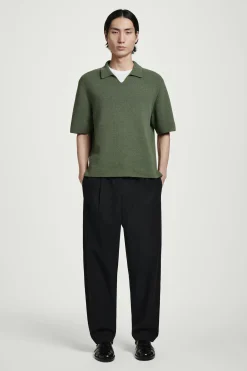 New COS KOSZULKA POLO Z DZIANINY BOUCLÉ Zielony