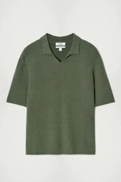 New COS KOSZULKA POLO Z DZIANINY BOUCLÉ Zielony