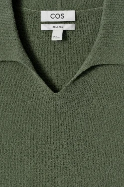 New COS KOSZULKA POLO Z DZIANINY BOUCLÉ Zielony