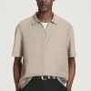 New COS KOSZULKA POLO Z LNIANYM PANELEM Szarobrązowy