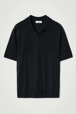 Best COS KOSZULKA POLO Z OTWARTYM KOŁNIERZYKIEM Granatowy