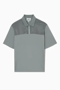 Sale COS KOSZULKA POLO Z SIATECZKOWYM PANELEM Grey