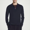 New COS KOSZULKA POLO Z WEŁNY MERINO Granatowy