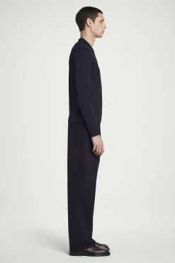 New COS KOSZULKA POLO Z WEŁNY MERINO Granatowy