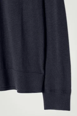 New COS KOSZULKA POLO Z WEŁNY MERINO Granatowy