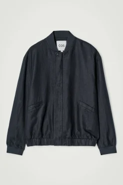 Fashion COS KURTKA BOMBERKA Z LNEM Indygo