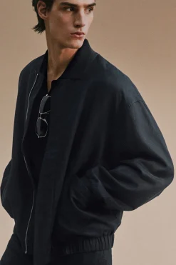 Fashion COS KURTKA BOMBERKA Z LNEM Indygo