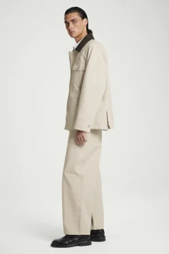 Fashion COS KURTKA POLOWA ZE SKÓRZANYM KOŁNIERZYKIEM Brązowoszary