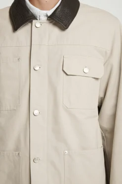 Fashion COS KURTKA POLOWA ZE SKÓRZANYM KOŁNIERZYKIEM Brązowoszary