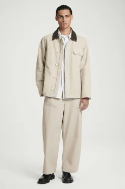 Fashion COS KURTKA POLOWA ZE SKÓRZANYM KOŁNIERZYKIEM Brązowoszary