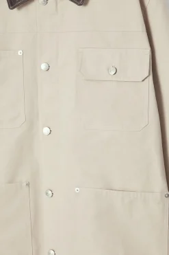 Fashion COS KURTKA POLOWA ZE SKÓRZANYM KOŁNIERZYKIEM Brązowoszary