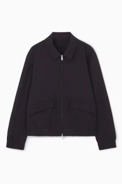 Fashion COS KURTKA Z BAWEŁNY SEERSUCKER Ciemnygranatowy