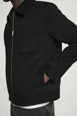 Fashion COS KURTKA Z DWUSTRONNEJ MIESZANKI Z WEŁNĄ W JODEŁKĘ Czarny