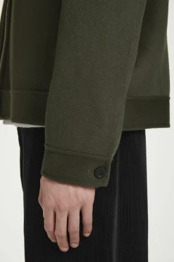 Hot COS KURTKA Z DWUSTRONNEJ MIESZANKI Z WEŁNĄ W JODEŁKĘ Khaki