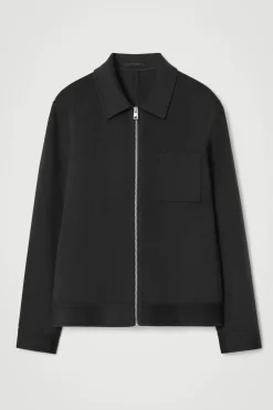 Fashion COS KURTKA Z DWUSTRONNEJ MIESZANKI Z WEŁNĄ W JODEŁKĘ Czarny