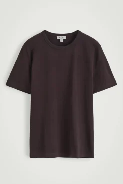 New COS LEKKI T-SHIRT ZE SZCZOTKOWANEJ BAWEŁNY Ciemnobrązowy