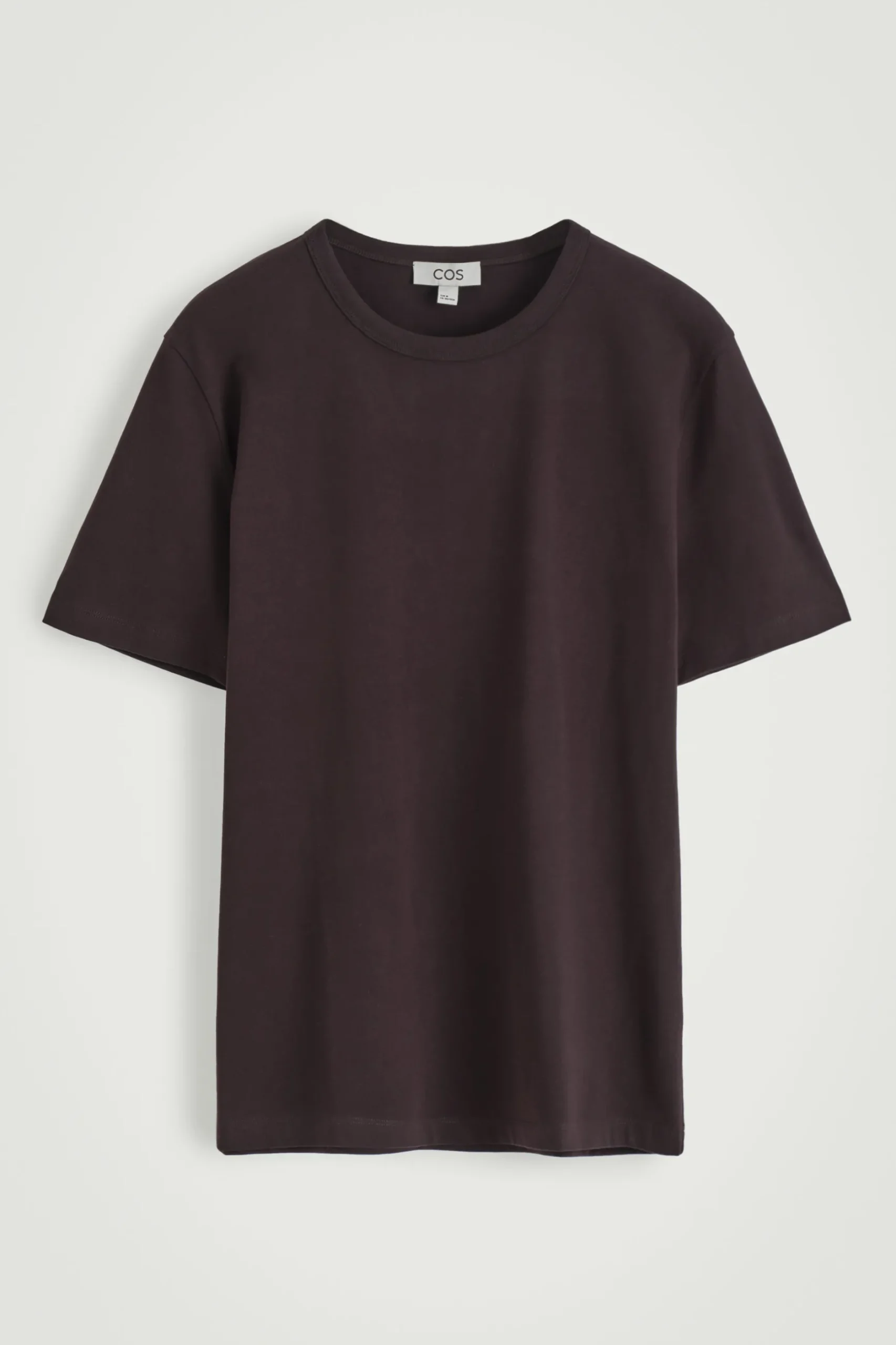 New COS LEKKI T-SHIRT ZE SZCZOTKOWANEJ BAWEŁNY Ciemnobrązowy