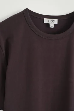 New COS LEKKI T-SHIRT ZE SZCZOTKOWANEJ BAWEŁNY Ciemnobrązowy
