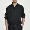Fashion COS LNIANA KOSZULA Z DŁUGIM RĘKAWEM – RELAXED FIT Czarny