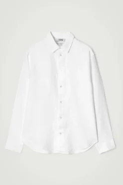 New COS LNIANA KOSZULA Z DŁUGIM RĘKAWEM – RELAXED FIT Biały
