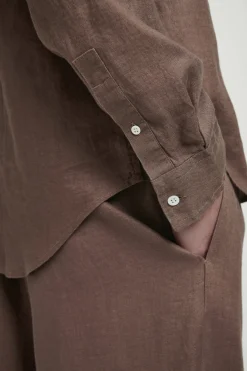 Discount COS LNIANA KOSZULA Z DŁUGIM RĘKAWEM – RELAXED FIT Szarobrązowy