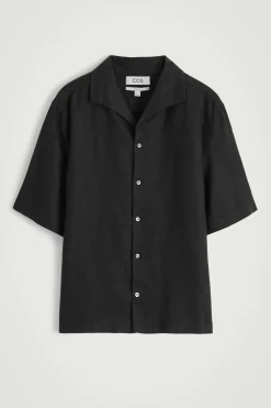 Clearance COS LNIANA KOSZULA Z KRÓTKIM RĘKAWEM Czarny