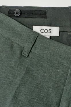 New COS LNIANE SPODNIE ZE ZWĘŻANYMI NOGAWKAMI Zielony