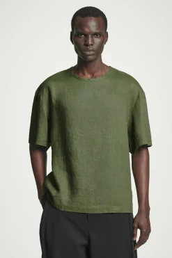 Online COS LNIANY T-SHIRT O LUŹNYM KROJU Zielony