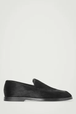 New COS LOAFERSY ZE SKÓRY Z WŁOSIEM Grafitowy