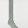Sale COS LONG RIBBED COTTON SOCKS Szałwiowazieleń