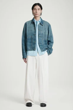 Fashion COS LUŹNA KURTKA JEANSOWA Spranyniebieski