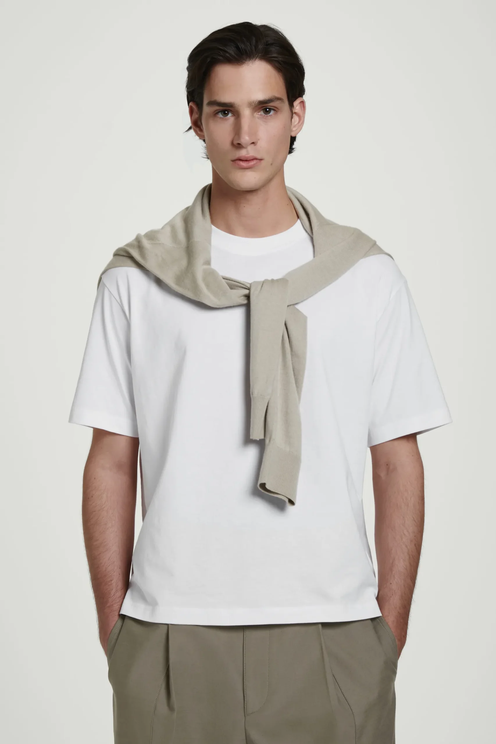 Fashion COS LUŹNY T-SHIRT Z BAWEŁNY Biały
