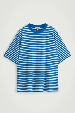 Sale COS LUŹNY T-SHIRT Z BAWEŁNY Niebieski