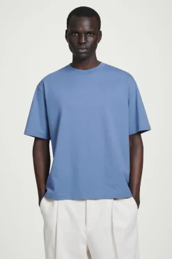 Discount COS LUŹNY T-SHIRT Z BAWEŁNY Niebieski