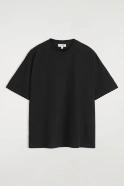 Online COS LUŹNY T-SHIRT Z BAWEŁNY Czarny