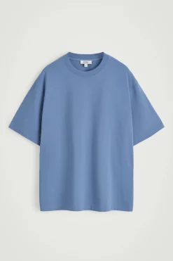 Discount COS LUŹNY T-SHIRT Z BAWEŁNY Niebieski