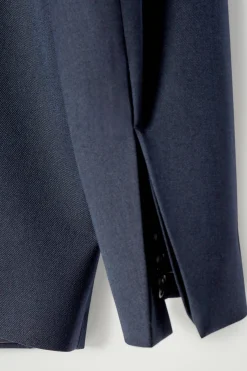 New COS MARYNARKA BEZ KOŁNIERZA Z WEŁNĄ – REGULAR FIT Granatowy