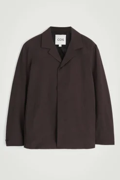 Fashion COS NIEUSZTYWNIANA MARYNARKA Z KOŁNIERZEM Ciemnobrązowy