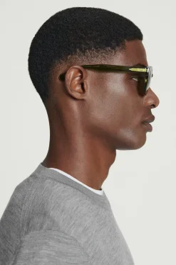 Fashion COS OKULARY PRZECIWSŁONECZNE Z OPRAWKAMI W KSZTAŁCIE D Zielony