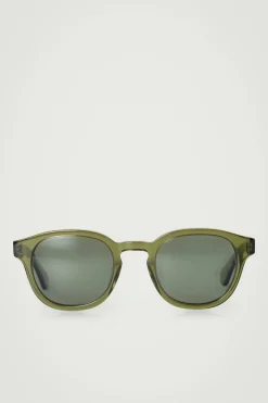 Fashion COS OKULARY PRZECIWSŁONECZNE Z OPRAWKAMI W KSZTAŁCIE D Zielony