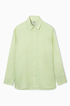 Fashion COS OVERSIZE'OWA KOSZULA Z LEKKIEGO DIAGONALU Jasnozielony