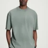 Sale COS OVERSIZE'OWY SPRANY T-SHIRT Z WYSOKIM DEKOLTEM Zielony