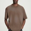 Clearance COS OVERSIZE'OWY SPRANY T-SHIRT Z WYSOKIM DEKOLTEM Brązowy
