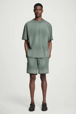 Sale COS OVERSIZE'OWY SPRANY T-SHIRT Z WYSOKIM DEKOLTEM Zielony