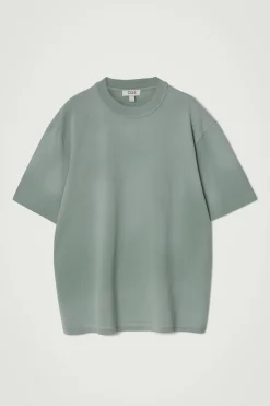 Sale COS OVERSIZE'OWY SPRANY T-SHIRT Z WYSOKIM DEKOLTEM Zielony