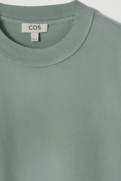 Sale COS OVERSIZE'OWY SPRANY T-SHIRT Z WYSOKIM DEKOLTEM Zielony