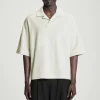 Discount COS OVERSIZE'OWY TOP POLO Z DZIANINY BOUCLÉ Jasnoszary