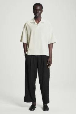 Discount COS OVERSIZE'OWY TOP POLO Z DZIANINY BOUCLÉ Jasnoszary