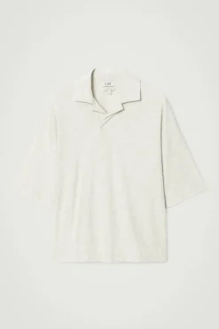 Discount COS OVERSIZE'OWY TOP POLO Z DZIANINY BOUCLÉ Jasnoszary
